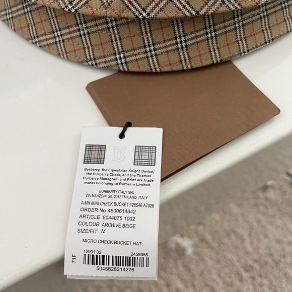 BURBERRY Cotton-blend Micro Check Bucket Hat In Traditional Burberry Pattern - Picture 10 of 16